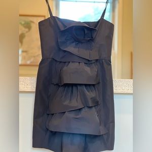 BCBG Maxazria Rare Black Strapless Evening Dress Floral 3D Front Design Size 10